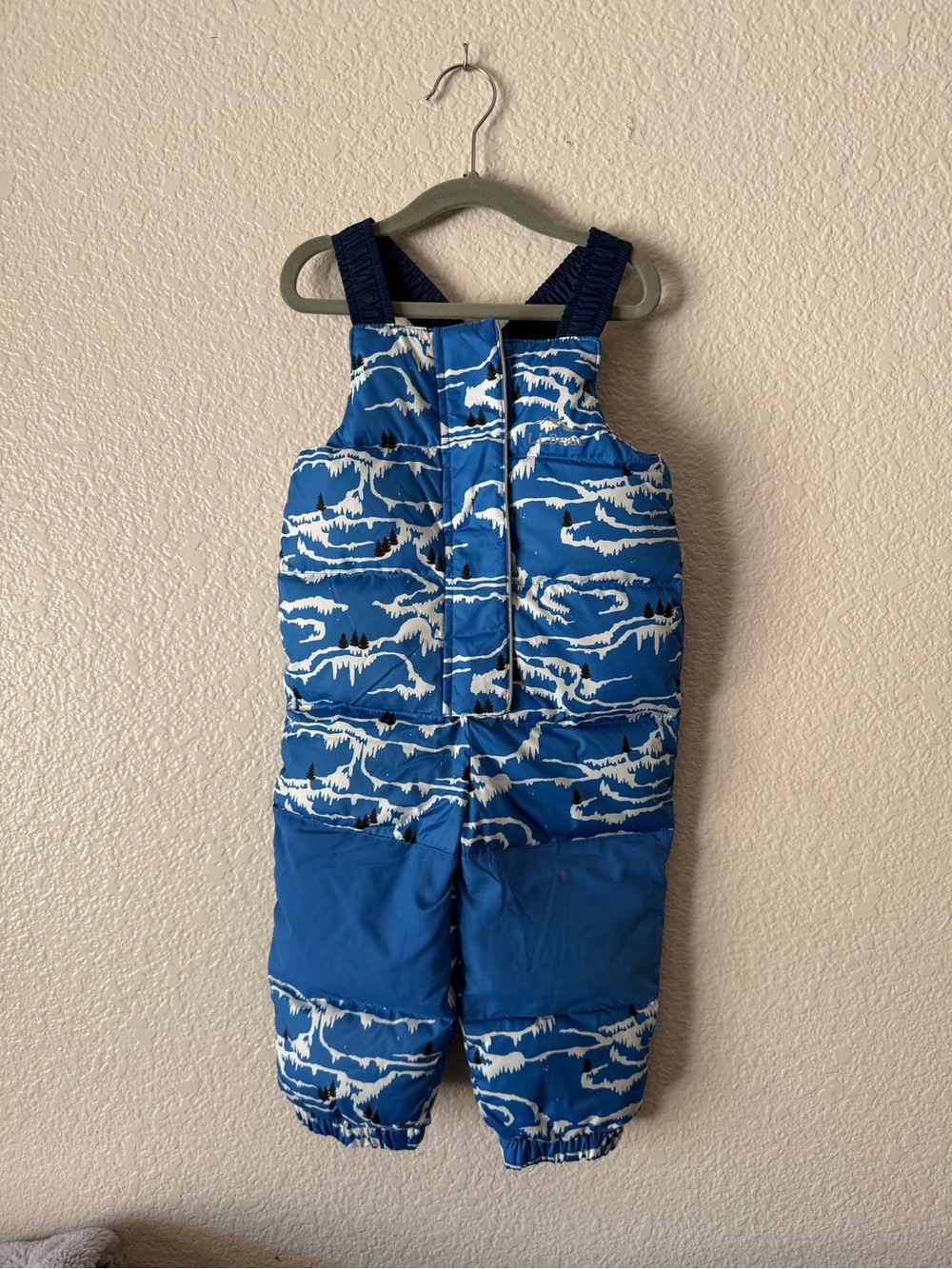 L.L. Bean Blue and White Printed Snow One-Piece Bib